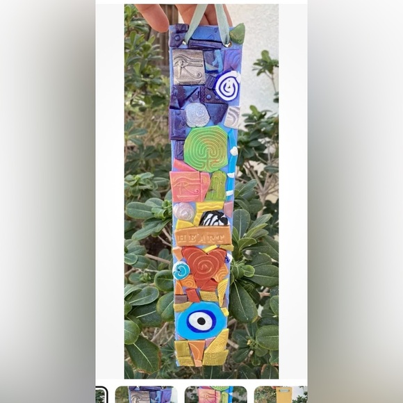 Handmade Polymer Clay Mosaic Art “Protected”  Plaque Original On Wood  12”x 2” - Picture 1 of 10